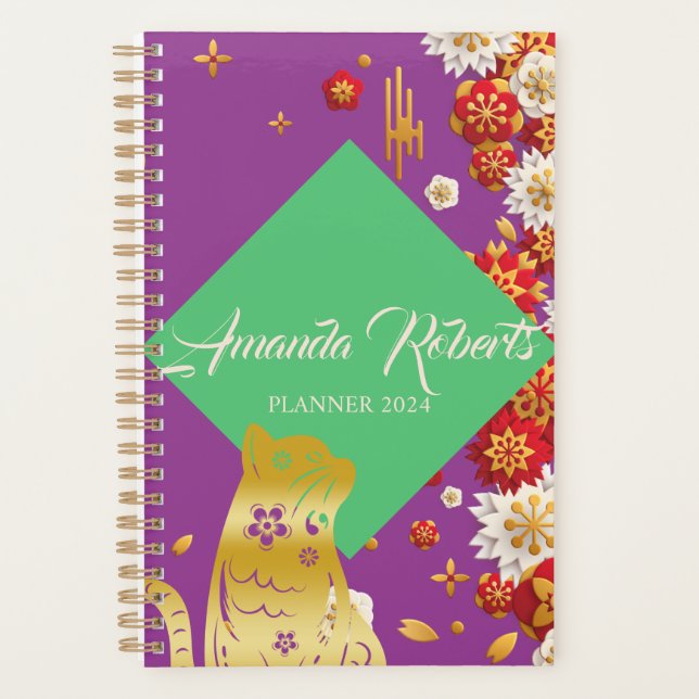 Year Of The Cat 2024 Flowers Planner (Front)