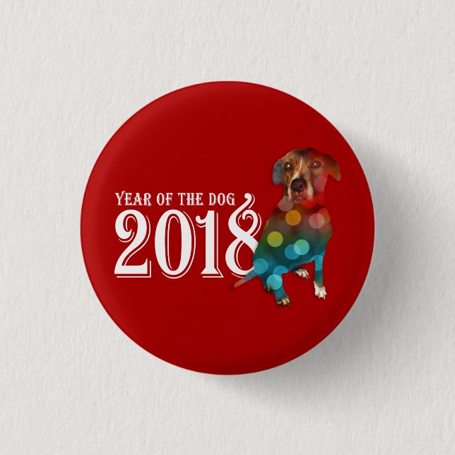 Year of the Dog 2018 Double Exposure 3 Cm Round Badge (Front)