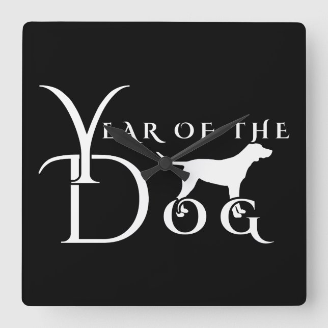 Year of the dog square wall clock (Front)
