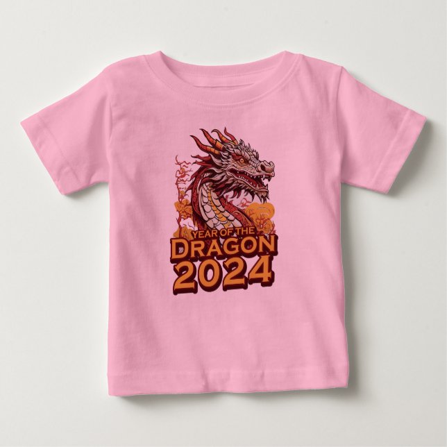 Year of the dragon 2024 baby pink T-Shirt, Dragon T-Shirt (Front)