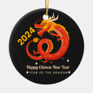 Year Of The Dragon 2024 Chinese New Year Ceramic Tree Decoration