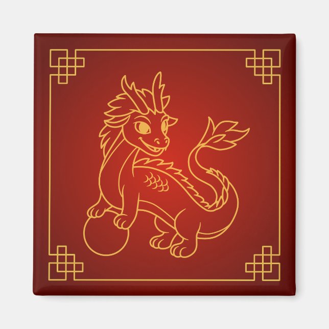 Year of the Dragon 2024 Chinese Zodiac Magnet (Front)