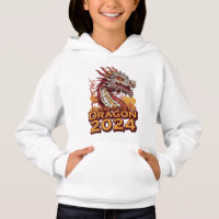 Year of the dragon 2024 girl's white Hoody, Dragon