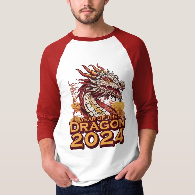 Year of the dragon 2024 Men's raglan Shirt, Dragon T-Shirt (Front)
