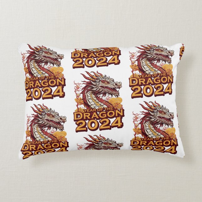 Year of the dragon 2024 Throw Pillows, Dragon 2024 Decorative Cushion (Front)