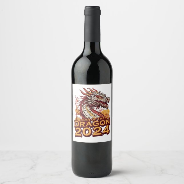 Year of the dragon 2024 wine label (Front)