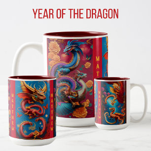 Year of The Dragon Chinese Astrology Sign Birthday Two-Tone Coffee Mug