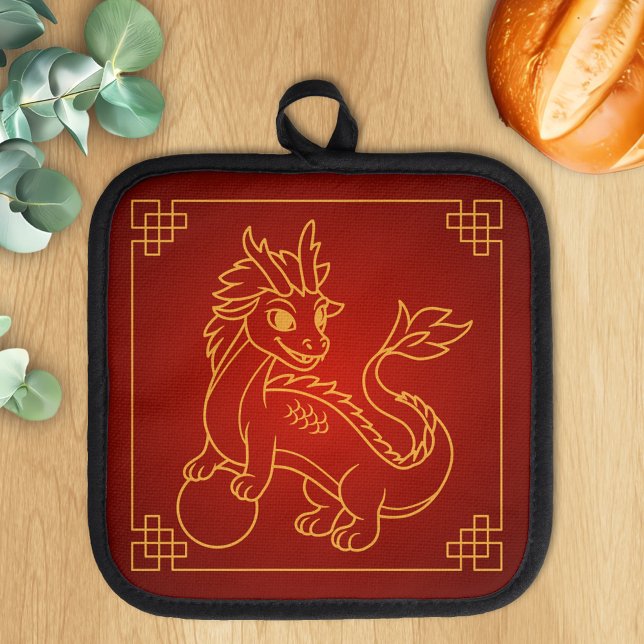 Year of the Dragon Chinese Zodiac Red Pot Holder (Creator Uploaded)