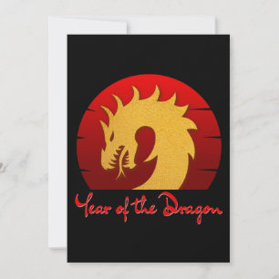YEAR OF THE DRAGON GOLD RED INVITATION