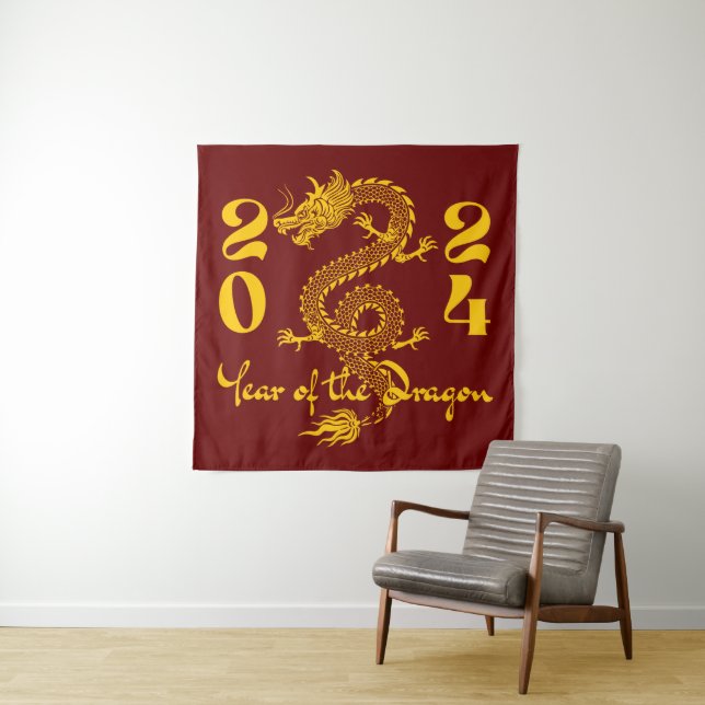 Year of the Dragon Gold Tapestry (In Situ)