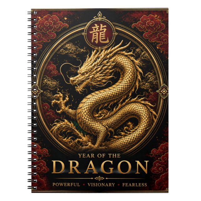 Year of the Dragon Luxury Chinese Zodiac Notebook (Front)