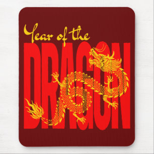 Year of the Dragon Red Gold Mouse Pad