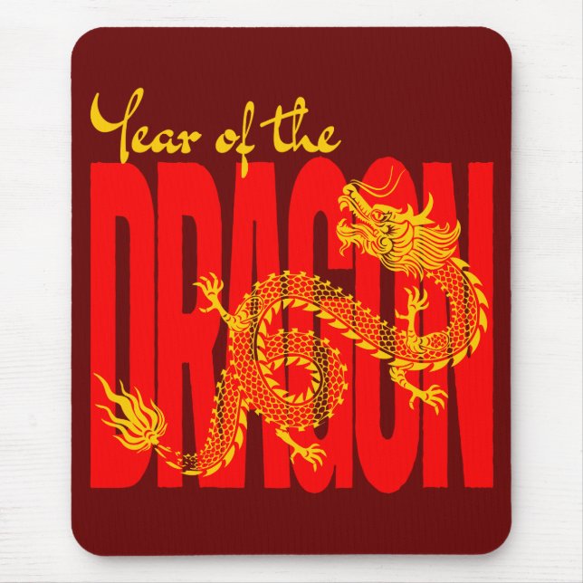 Year of the Dragon Red Gold Mouse Pad (Front)