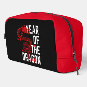 Year of the Dragon red white Dopp Kit