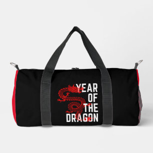 Year of the Dragon red white Duffle Bag