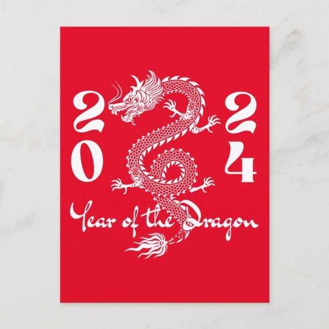 Year of the Dragon White Postcard (Front)