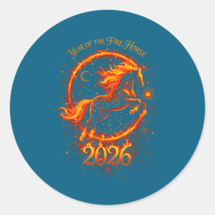 Year Of The Fire Horse 2026 Chinese New Year  Classic Round Sticker