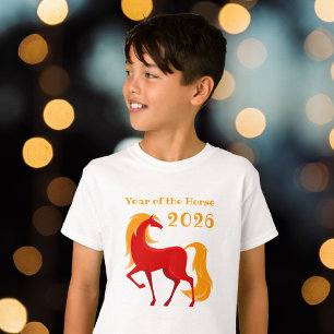 Year of the Fire Horse 2026 Chinese Zodiac Boy's T-Shirt