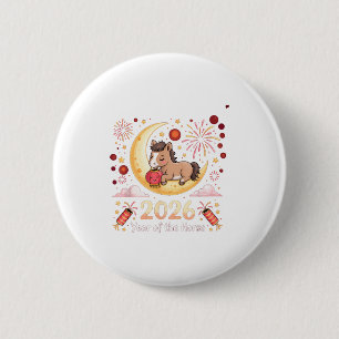 Year Of The Fire Horse 2026 Festive Chinese New Ye 6 Cm Round Badge