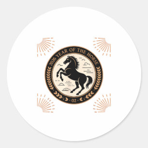 Year Of The Fire Horse 2026 Festive Chinese New Ye Classic Round Sticker
