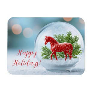 Year of the Fire Horse 2026: Festive Snow Globe Magnet