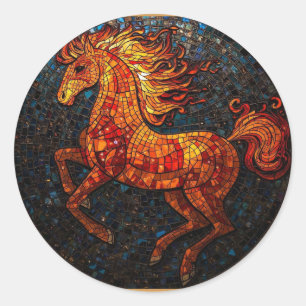 Year of the Fire Horse 2026 Majestic Chinese Classic Round Sticker