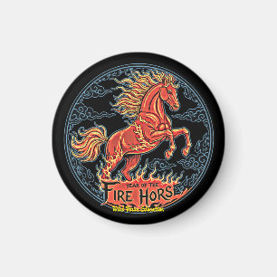 Year of the Fire Horse Black small magnet