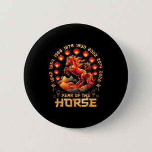 Year Of The Fire Horse Chinese New Year 2026 Decor 6 Cm Round Badge