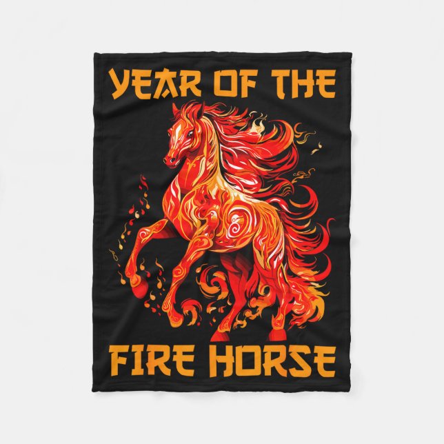 Year Of The Fire Horse Happy Chinese Lunar New Yea Fleece Blanket (Front)