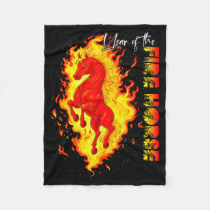 Year Of The Fire Horse Happy Chinese Lunar New Yea Fleece Blanket