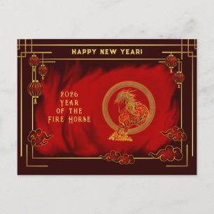 Year of the Fire Horse , Happy Lunar New Year Holiday Postcard