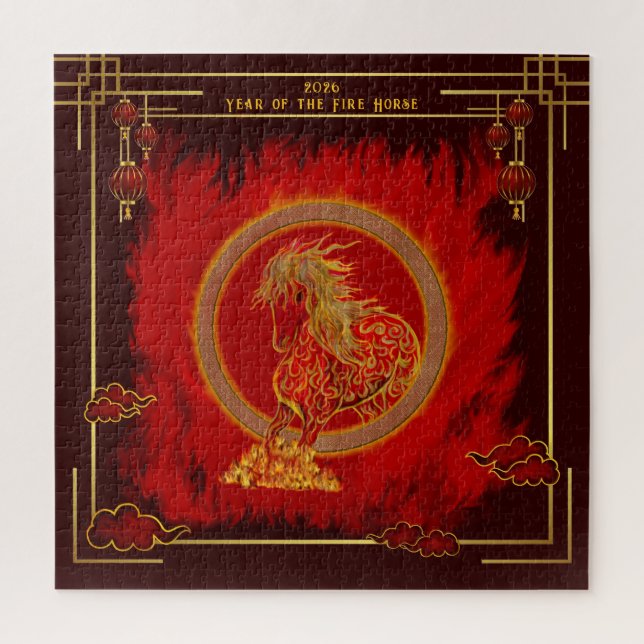 Year of the Fire Horse , Happy Lunar New Year Jigsaw Puzzle (Vertical)