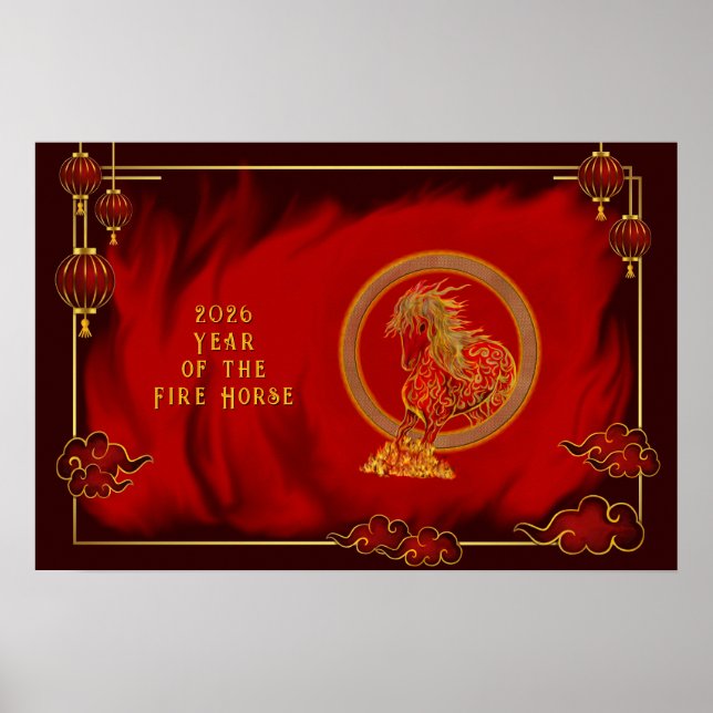 Year of the Fire Horse , Happy Lunar New Year Poster (Front)