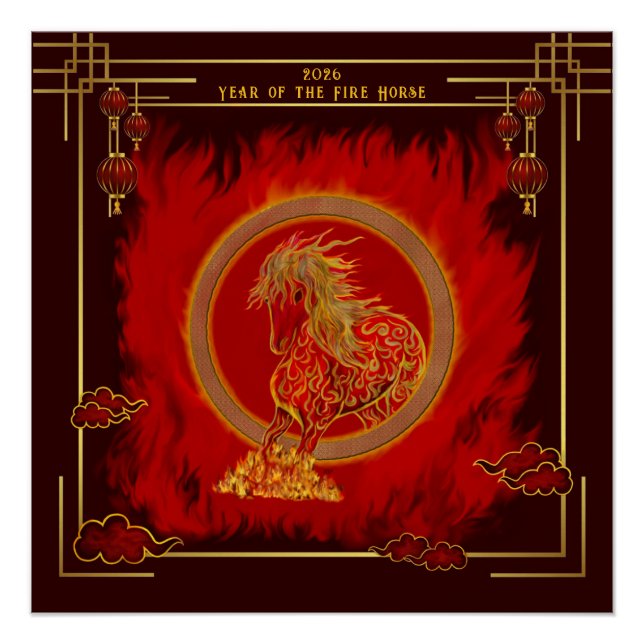Year of the Fire Horse , Happy Lunar New Year Poster (Front)