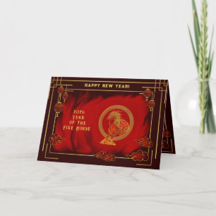 Year of the Fire Horse , Happy Lunar New Year Thank You Card