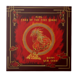 Year of the Fire Horse , Happy Lunar New Year Tile