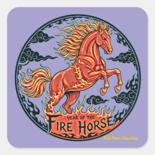 Year of the Fire Horse Square Sticker