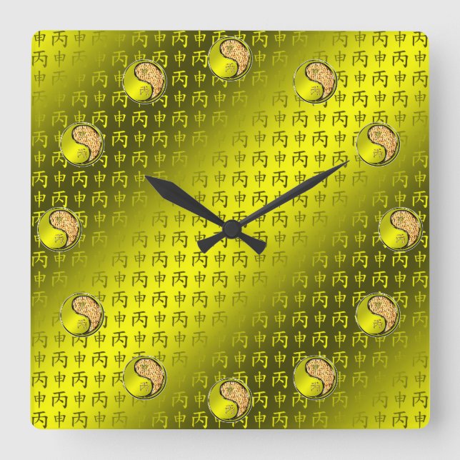 Year of the Fire Monkey Square Wall Clock (Front)