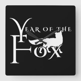 Year of the fox square wall clock