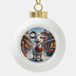 🎄 Year Of The Goat 2027 Christmas Gift Idea 🐐 Ceramic Ball Christmas Ornament