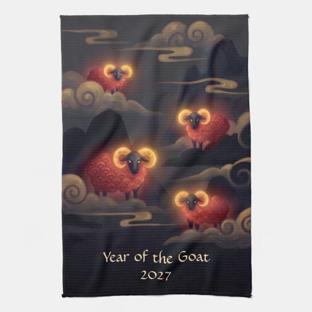 Year of the Goat 2027 Tea Towel (Vertical)