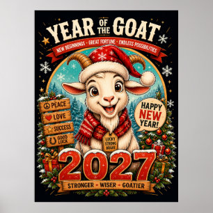 Year Of The Goat 2027 Zodiac New Year Wall  Poster