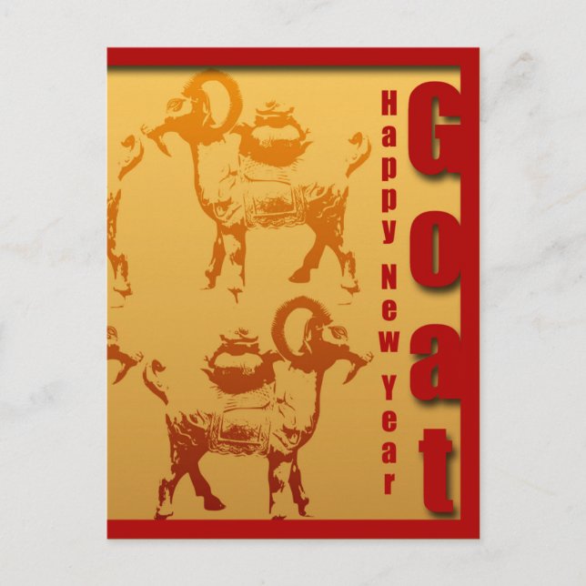 Year of the Goat Happy Chinese New Year postcard (Front)