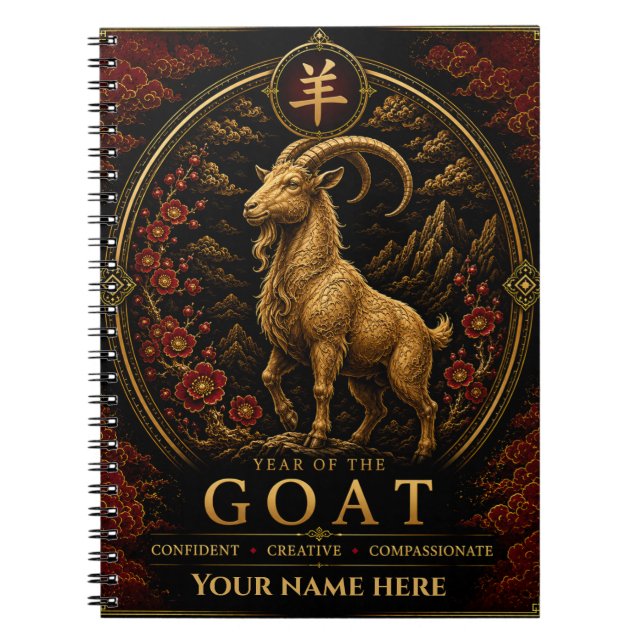 Year of the Goat Personalised Zodiac Notebook (Front)