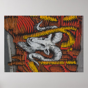 Year Of the Goat Sheep Ram Graffiti Poster