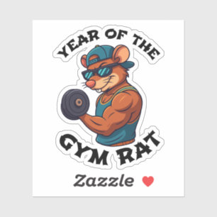 Year of the Gym Rat Funny Workout Cartoon Design