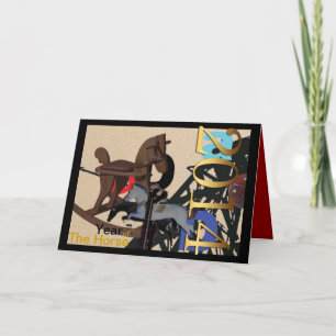 Year of the Horse 2014 - Dada Collage - Greetings Holiday Card