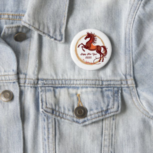 Year of the Horse 2026 Brown colour 6 Cm Round Badge