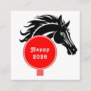 Year of the Horse 2026 Calendar Square Business Card