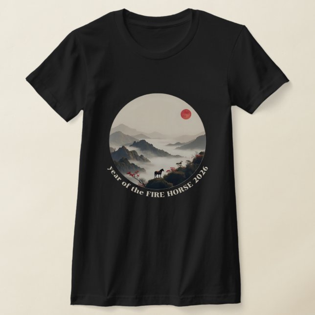 Year of the Horse 2026 Chinese Mountain New Year T-Shirt (Laydown)